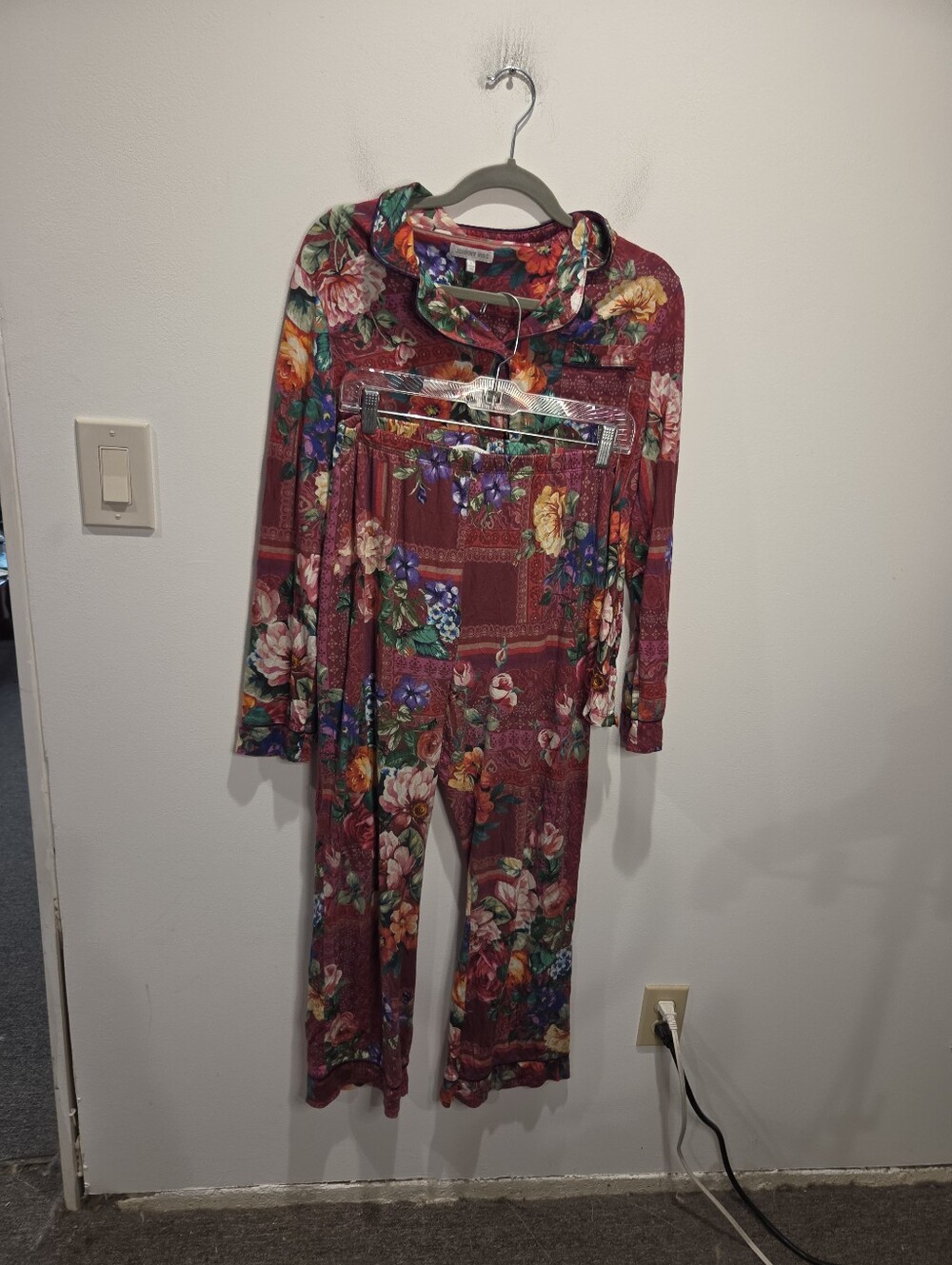 Johnny Was Size S Bethia 2p Maroon Pajama Set Boho Cozy